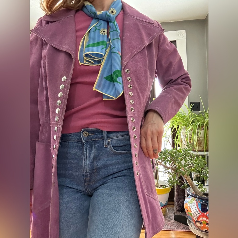 Purple Women's Jacket with Belt - Picture 4 of 6